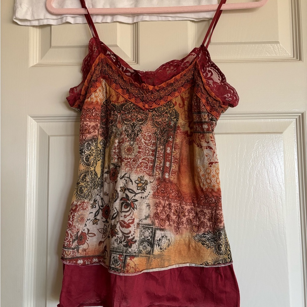 SOLD Bohemian Lace Trim Cami Top